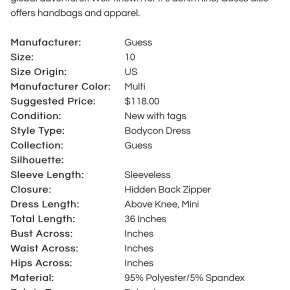 Guess bodycon floral multi color size 10 - Picture 6 of 6